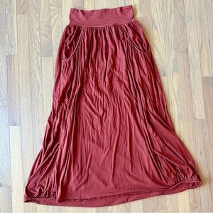 Garnet Hill Bestselling Favorite Maxi Knit Skirt Size Small Burnt Rust color